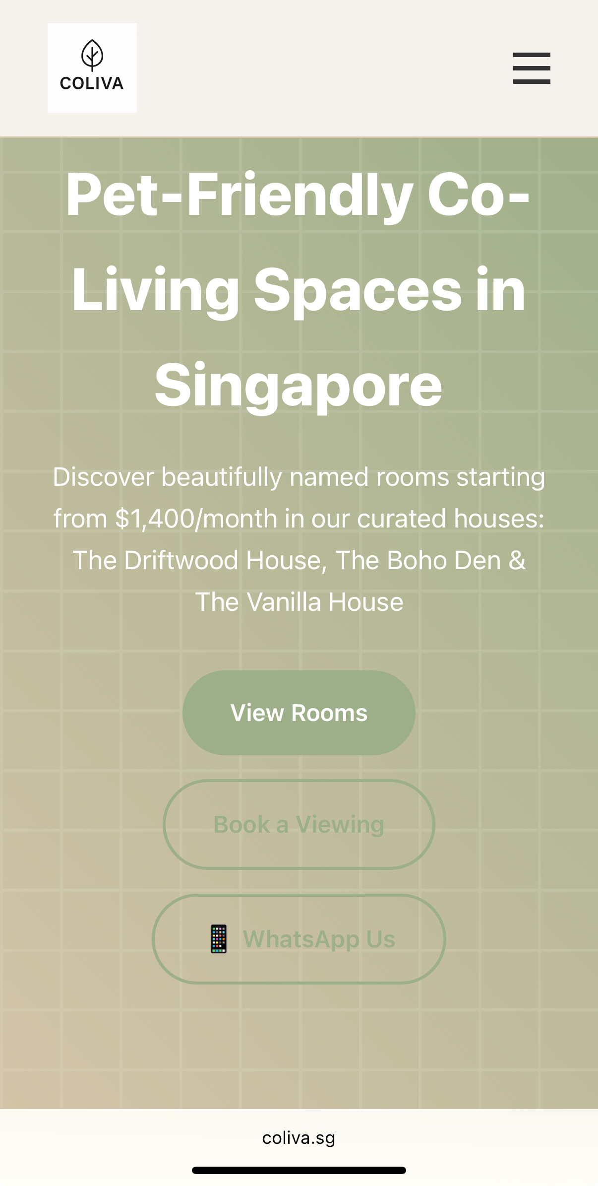 Co-Living Website - Mobile View 2