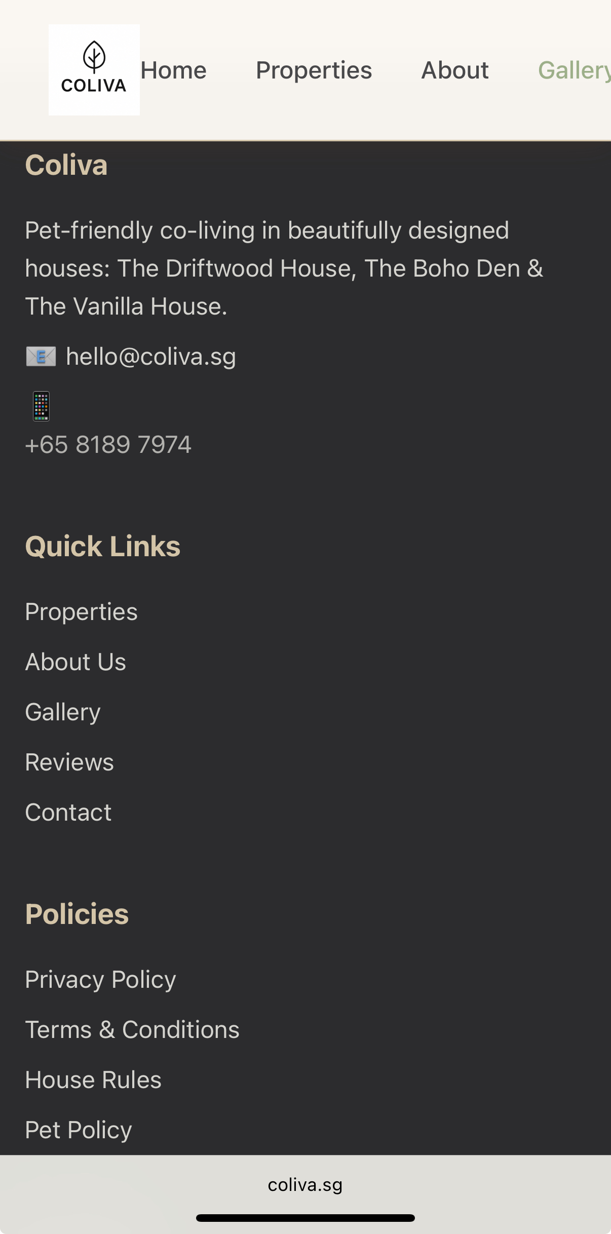 Co-Living Website - Mobile View 3
