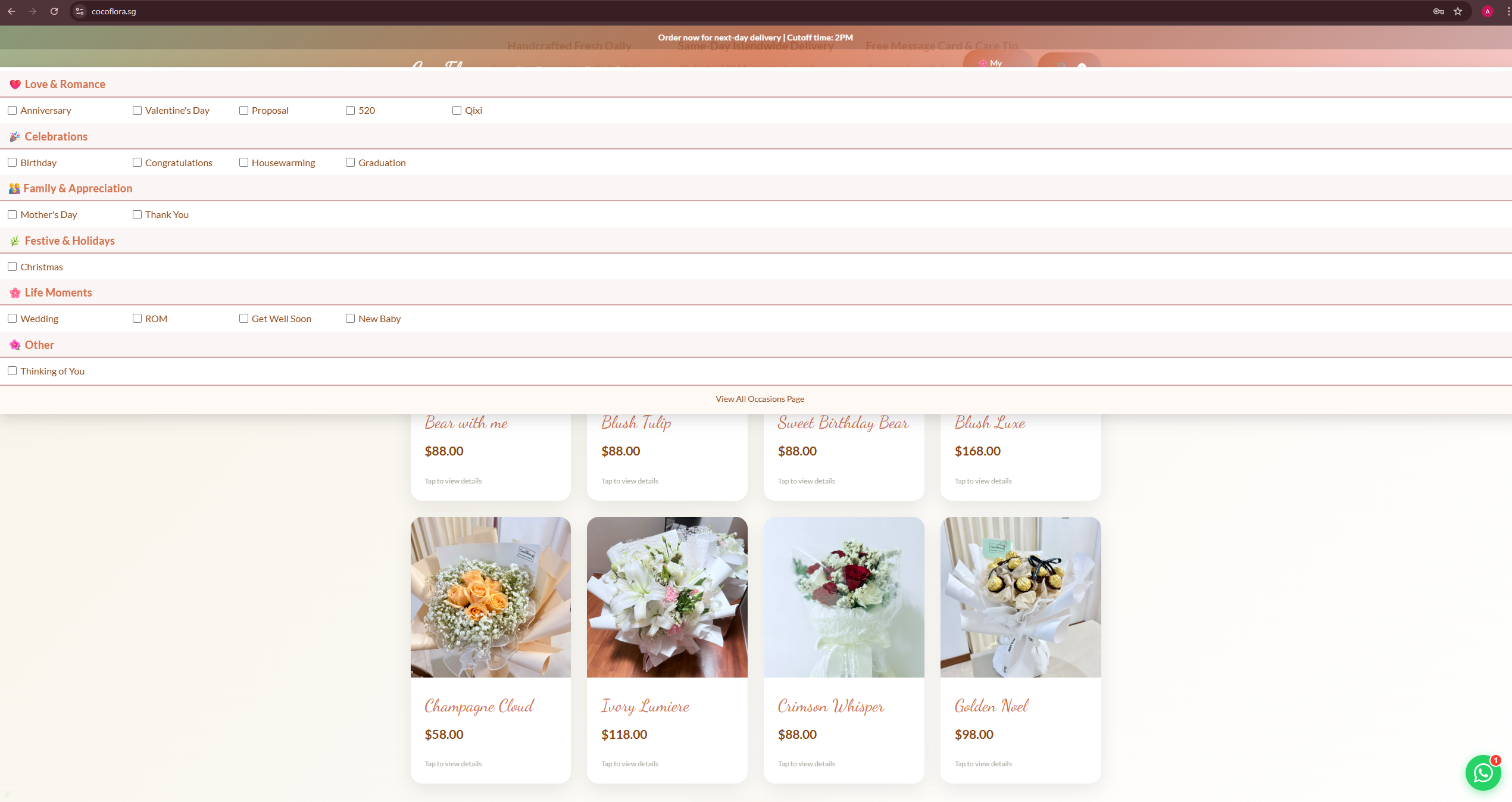 Retail Website - Shop by Occasions